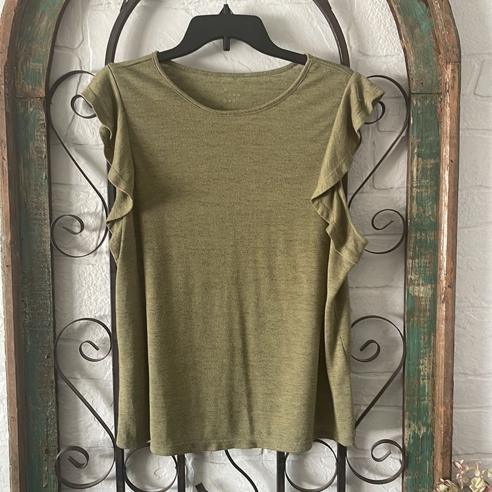 A New Day Blouse - Olive Green, butterfly sleeve
